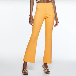 zara orange flare pants